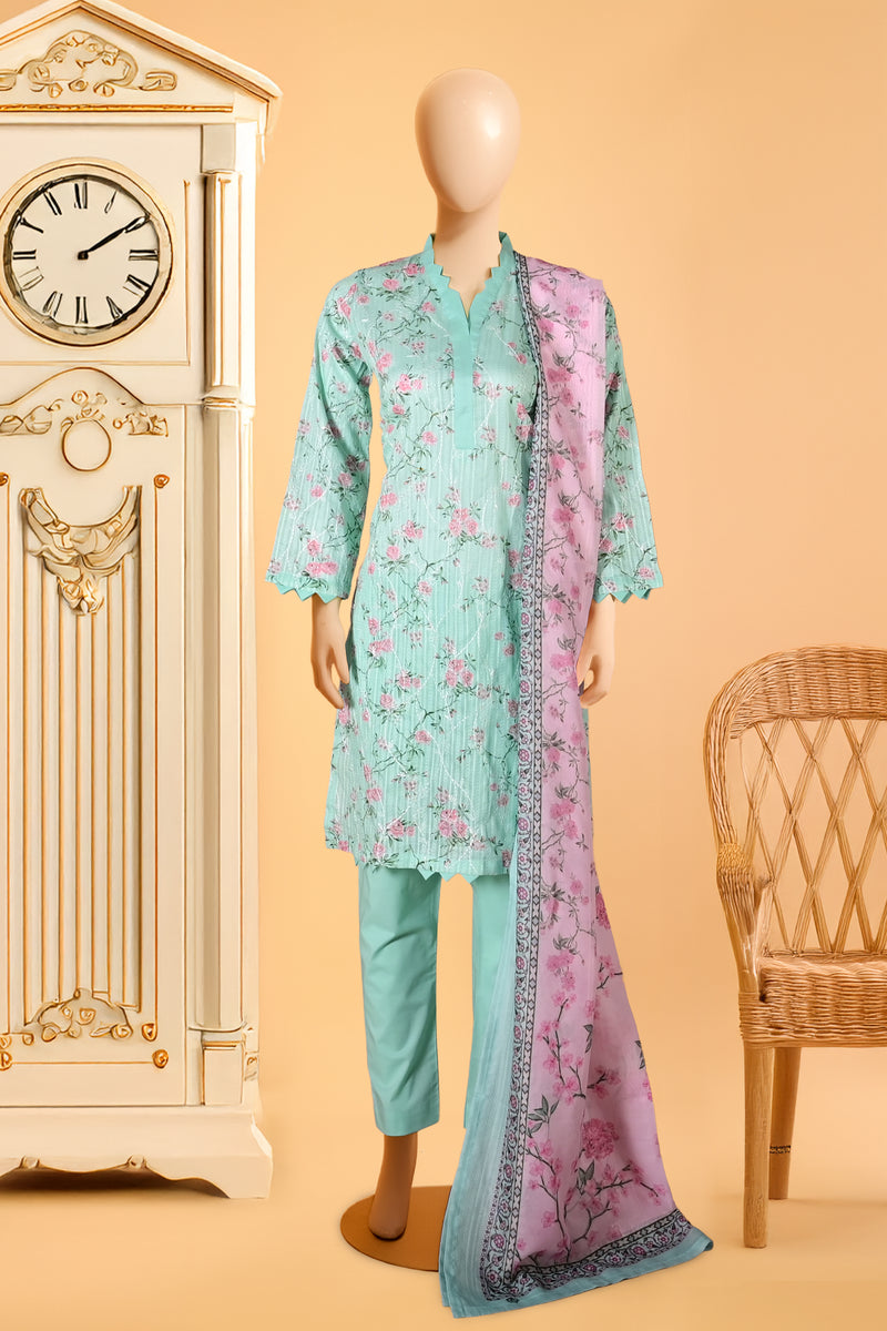 Serene Sky - 3 Piece Stitched Lawn Suit  15D0158