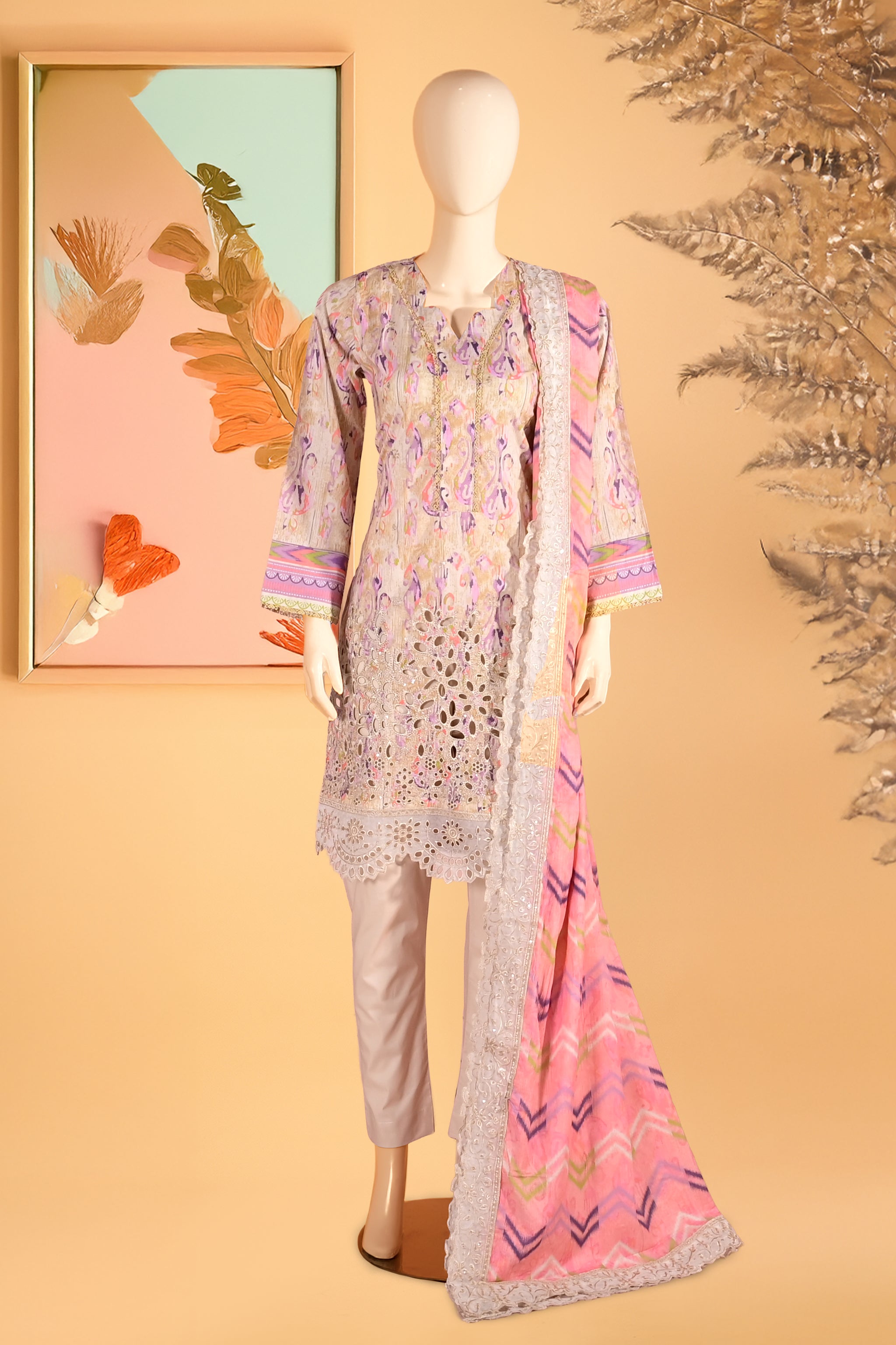 Maréva – 3 Piece Stitched Lawn Suit 15R1141