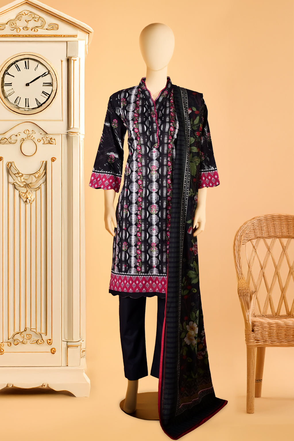 Urban Blossom - 3 Piece Stitched Lawn Suit  15D0148