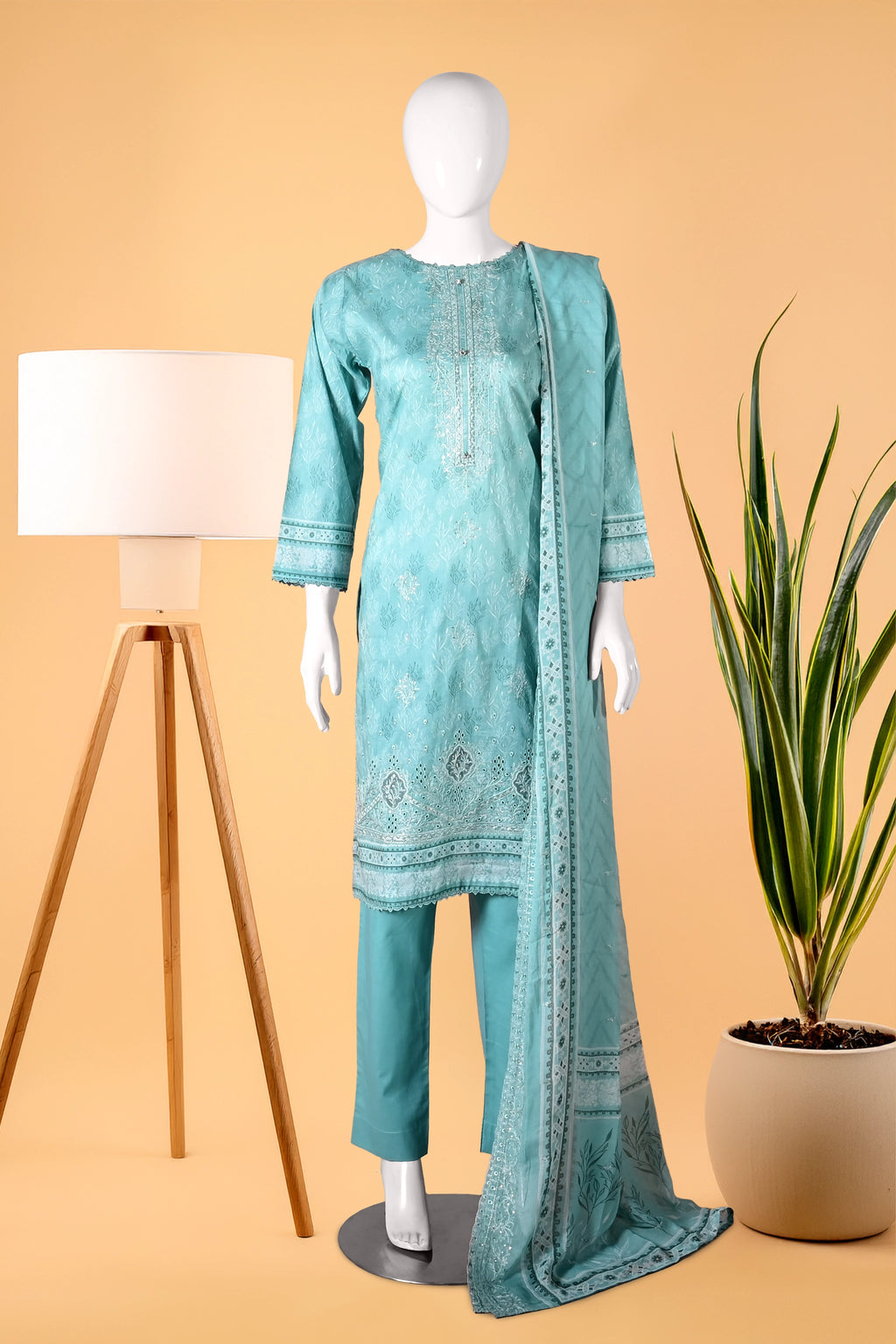 Celadon Grace 3 Piece Stitched Cotton Suit  15D0116