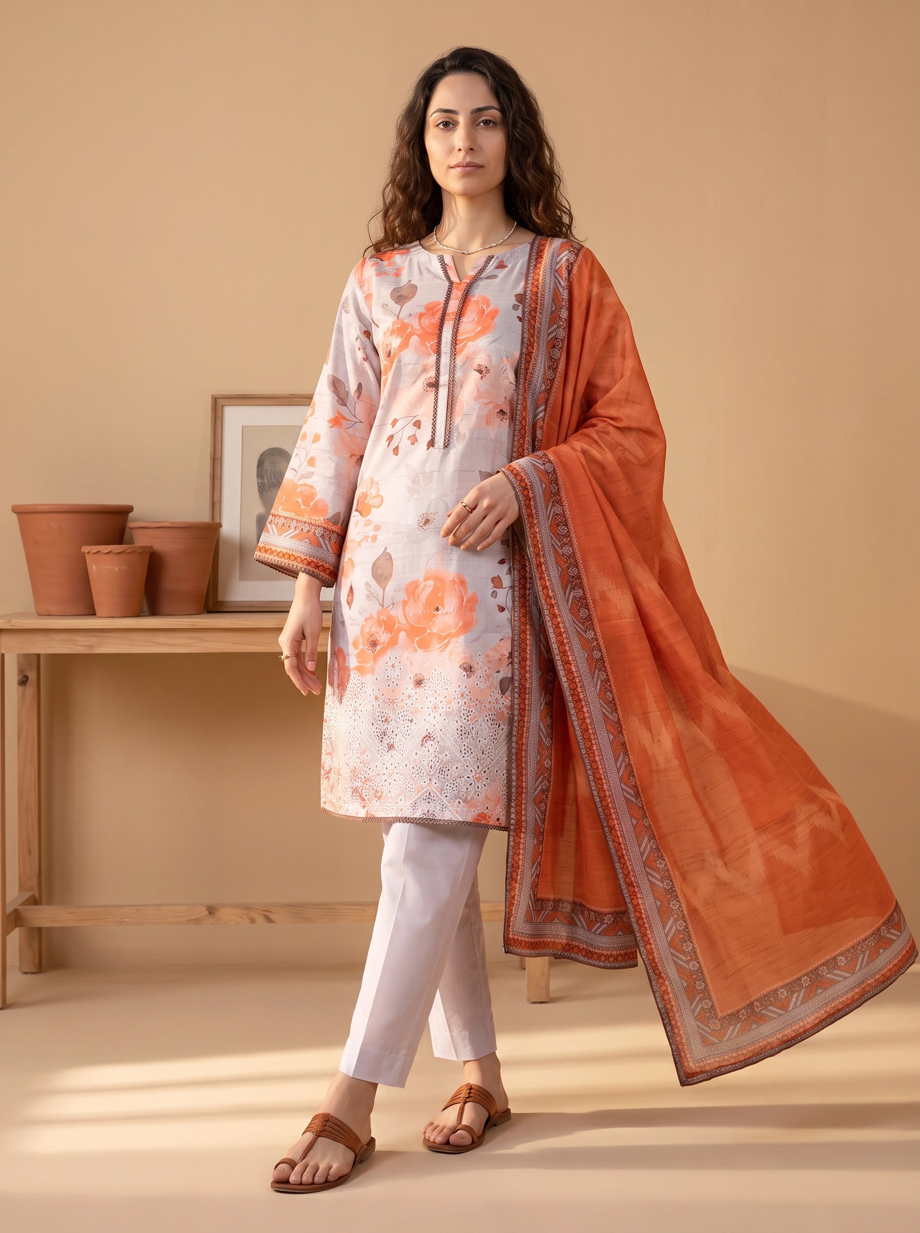 Zesty Bloom – 3 Piece Lawn Stitched Suit 15D0163
