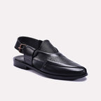 Black Perforated Peshawari Sandals 0140821