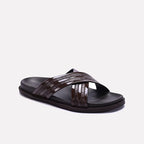 Brown Comfy Criss Cross Slippers 0151079