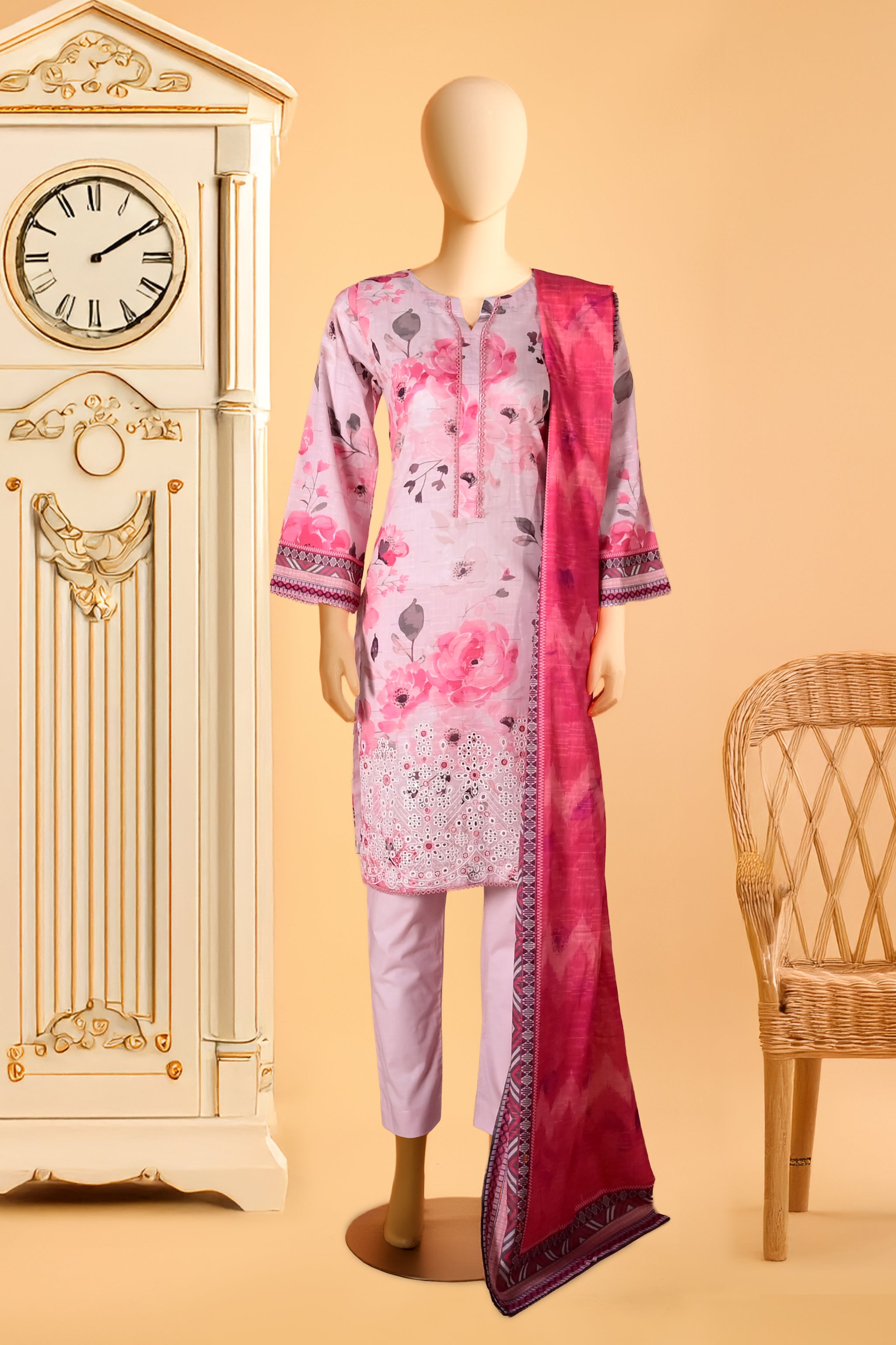 Rose Echo - 3 Piece Stitched Lawn Suit  15D0165