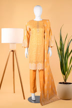 Golden Bloom 3 Piece Stitched Cotton Suit  15D0143