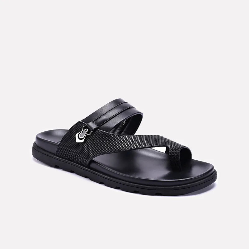 Black Comfy Casual Slippers Men 0151127