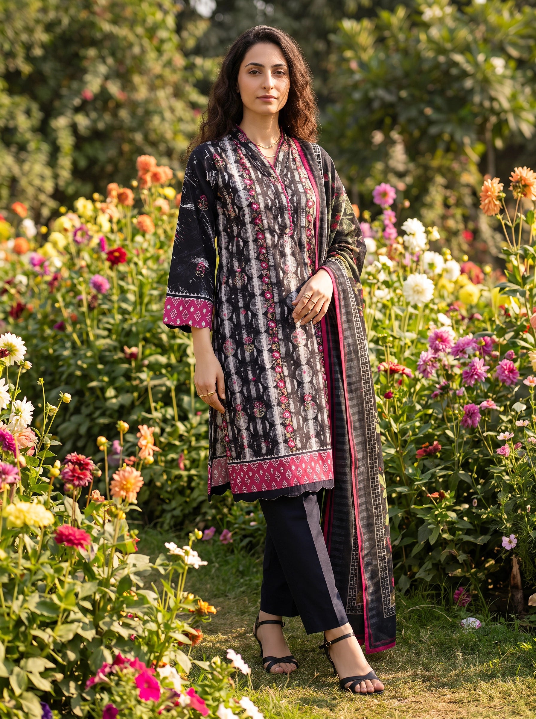 Urban Blossom - 3 Piece Stitched Lawn Suit  15D0148
