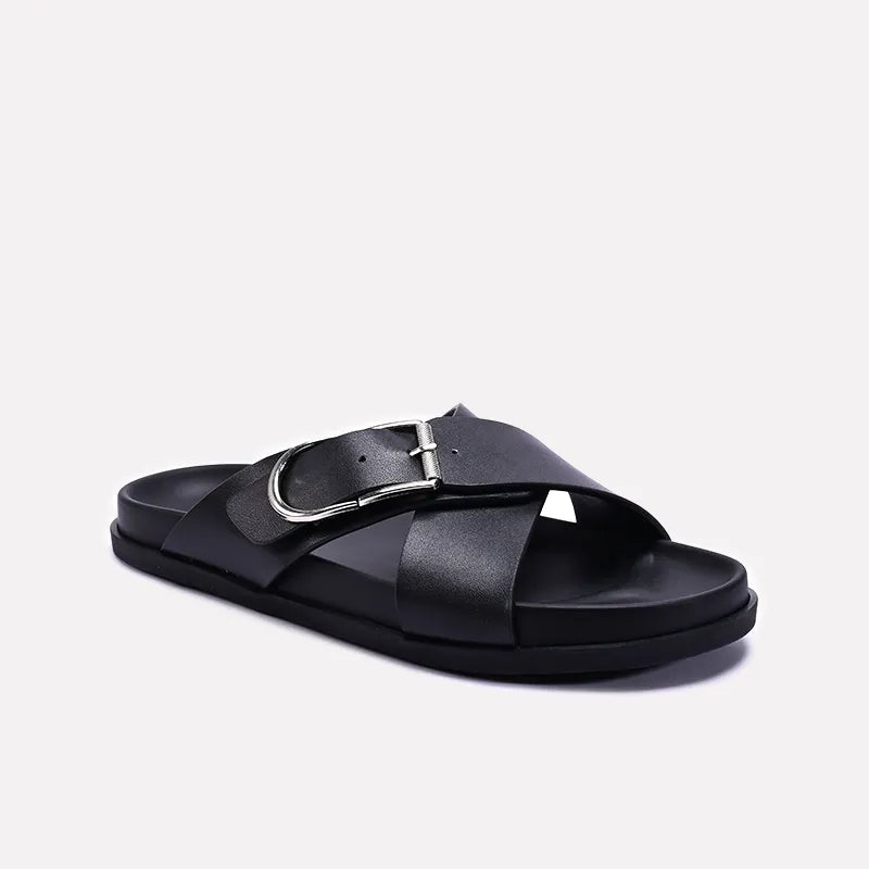 Black Criss Cross Casual Slides 0151111