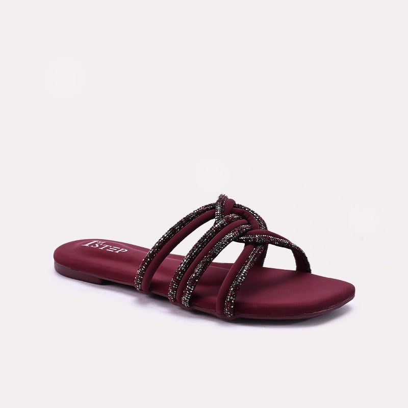 Maroon Womens Fancy Slippers 0412944