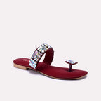 Maroon Fancy Flat Slippers 0412791