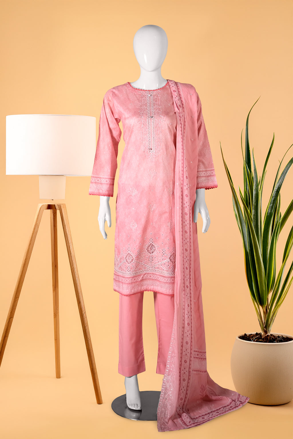 Blush Élan 3 Piece Stitched Cotton Suit 15D0117