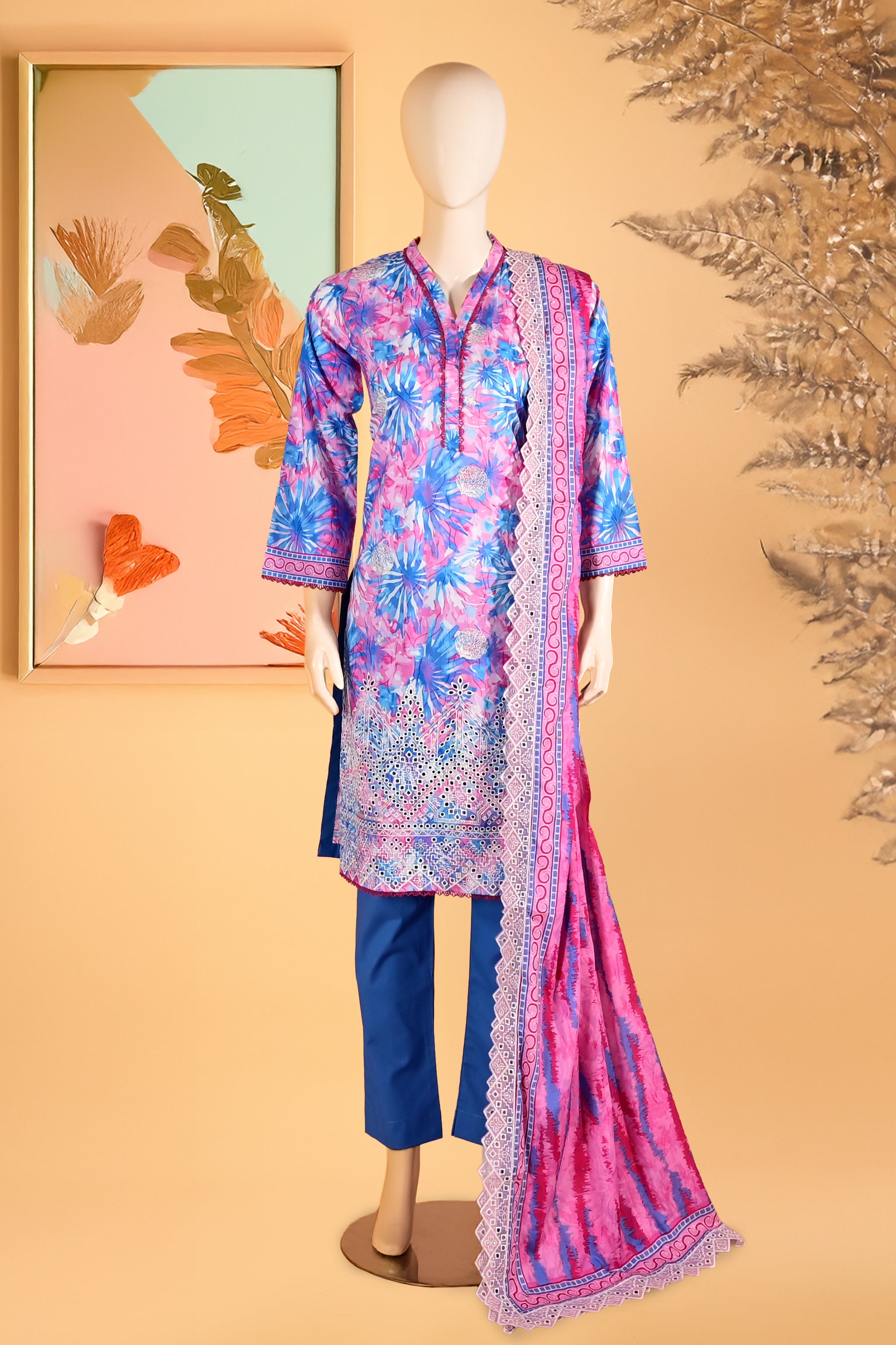 Blush Whisper – 3 Piece Stitched Lawn Suit 15R1150