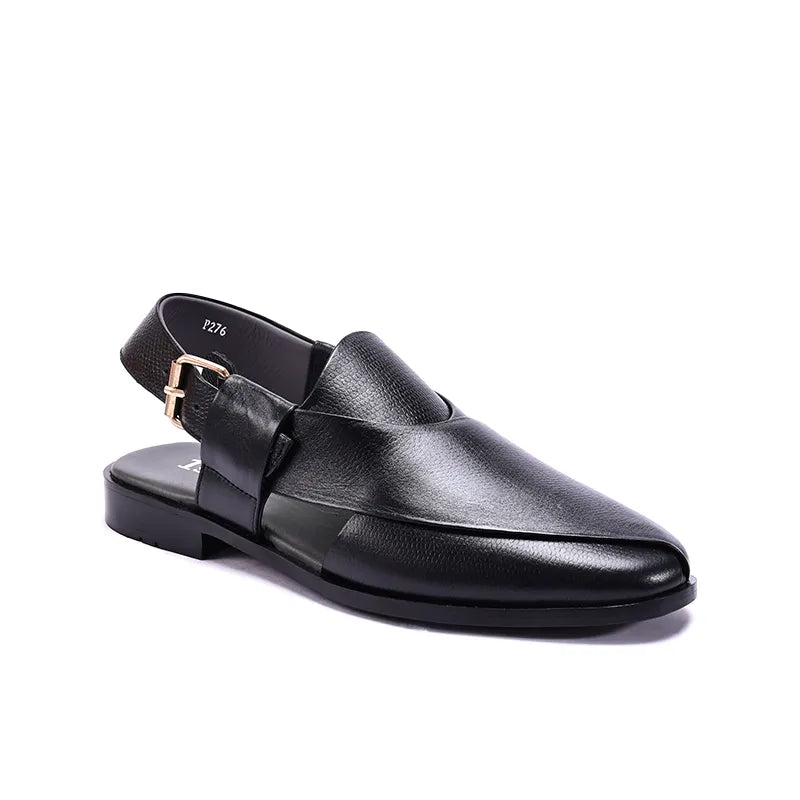 Black Minimalist Peshawari Chappals 0141153