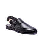 Black Minimalist Peshawari Chappals 0141153