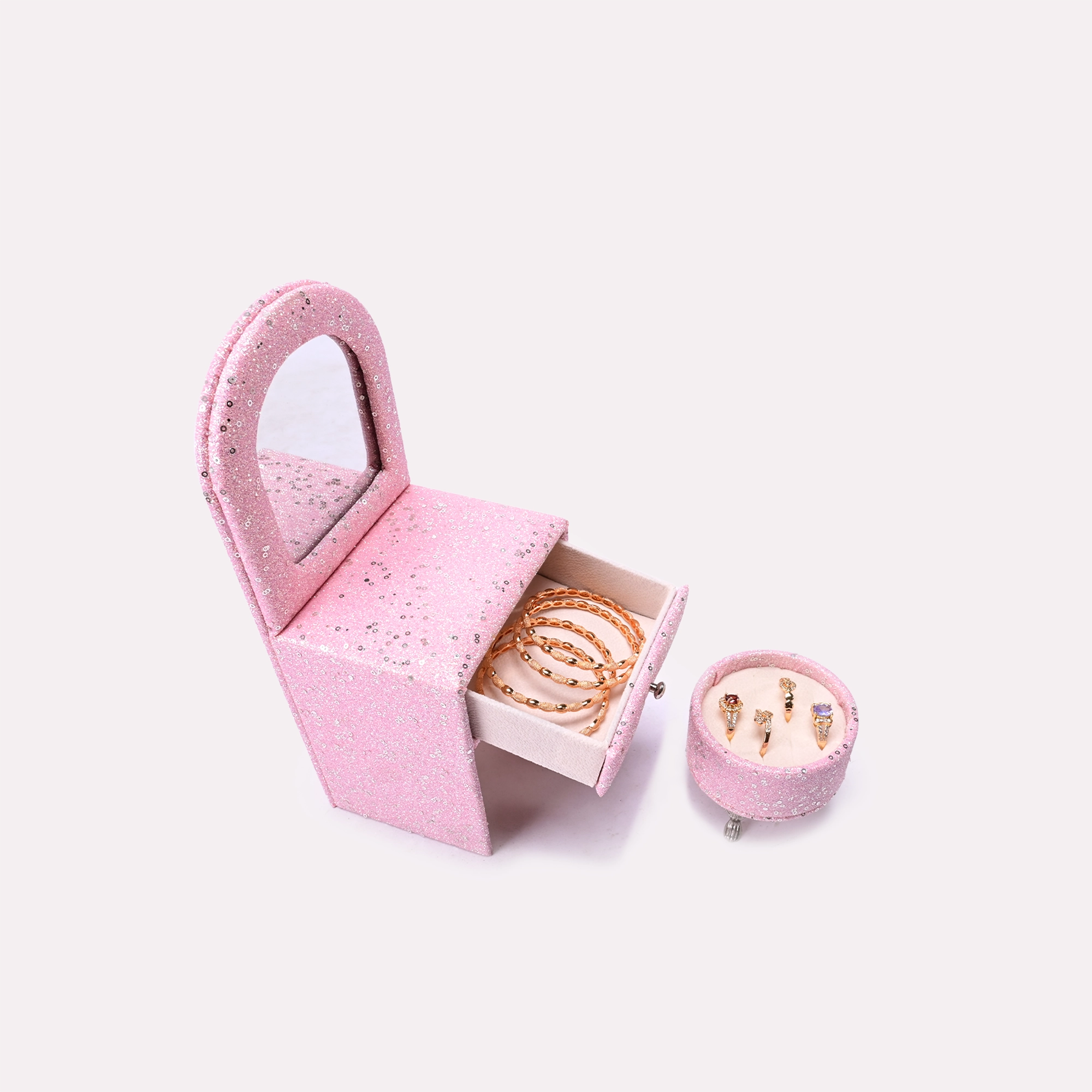 Pink Glitter Dressing Table Jewellery Box 0835238