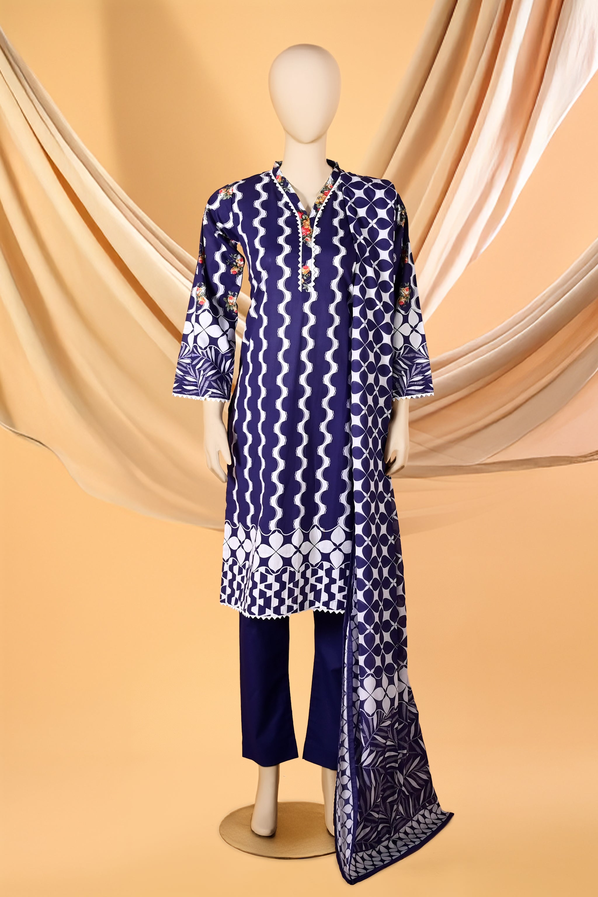 Celeste Blue – 3 Piece Lawn Stitched Suit 15D0153