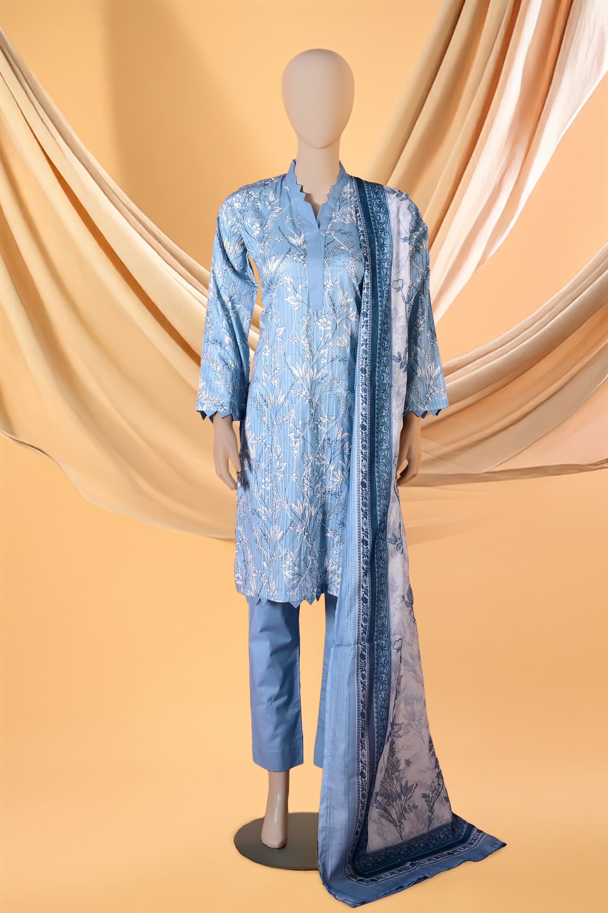 Blue Serenity– 3 Piece Lawn Stitched Suit 15D0162