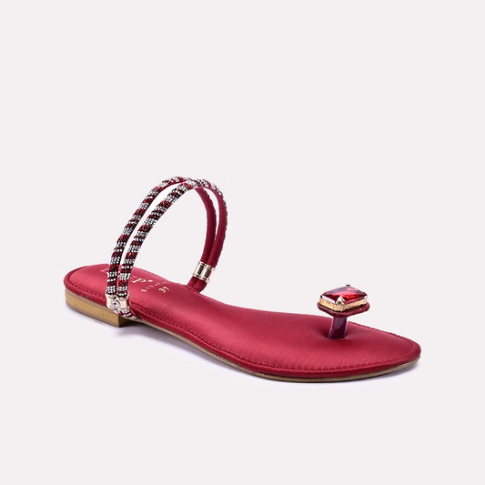 Maroon Fancy Flat Slippers 0412776