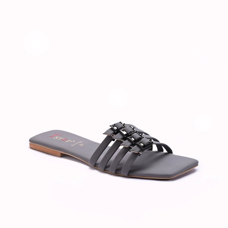 Gray Casual Flat Slippers 0412822