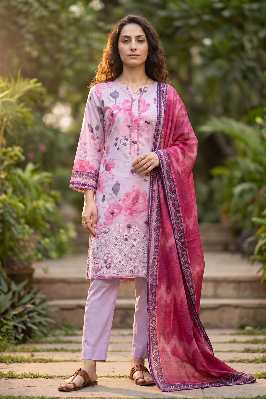 Rose Echo - 3 Piece Stitched Lawn Suit  15D0165