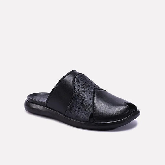 Black Kids Formal Slippers