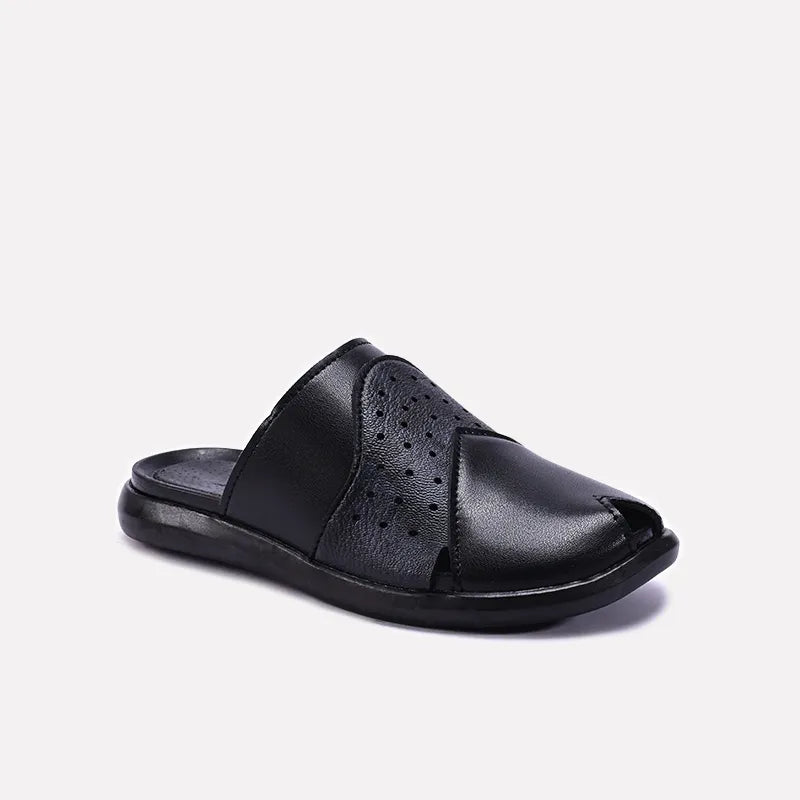 Black Kids Formal Slippers