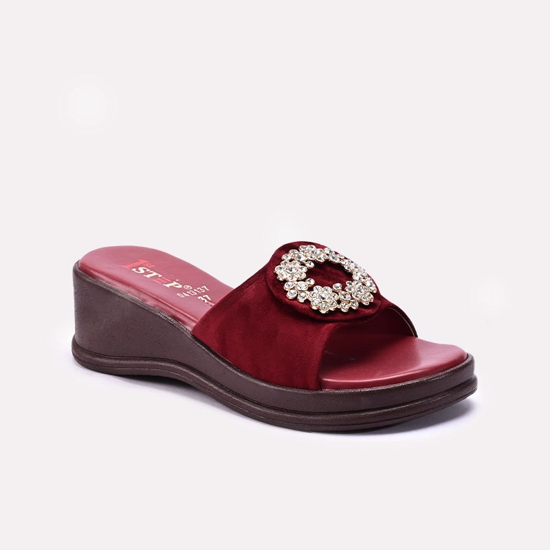 Maroon Womens Casual Slippers 0413137