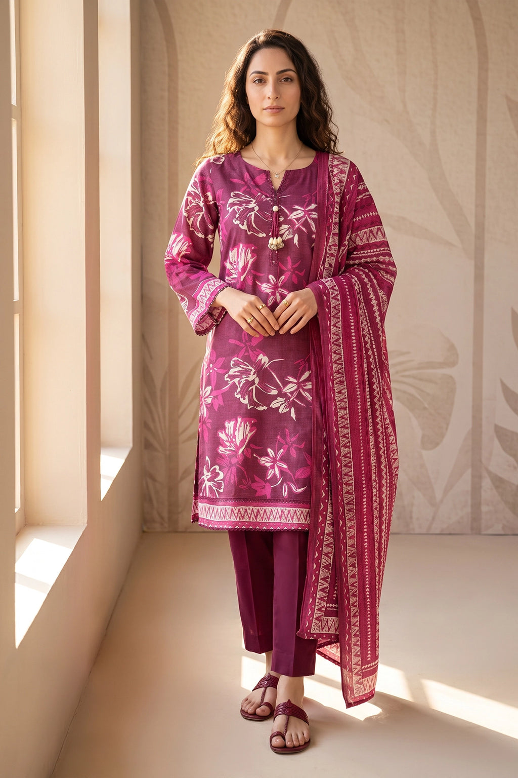 Veloura - 3 Piece Stitched Lawn Suit 15R1122