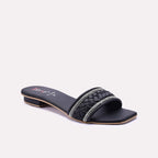Black Fancy Flat Slippers 0412838