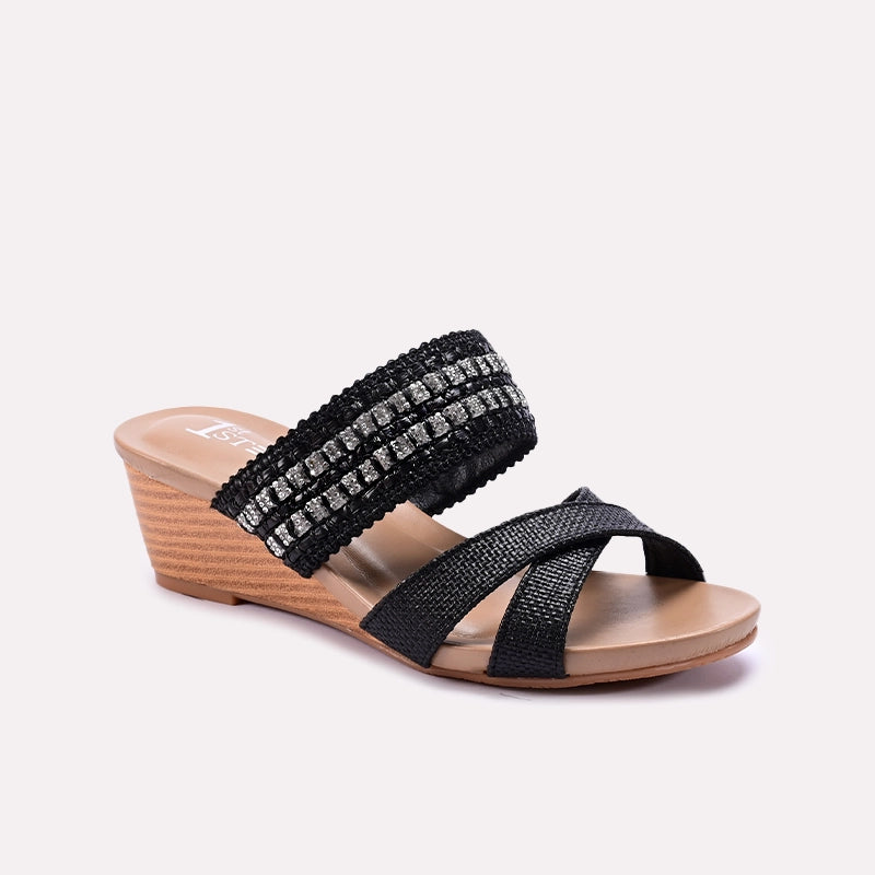 Black Fancy Heel Slippers 0413228