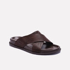 Brown Comfy Criss Cross Slippers