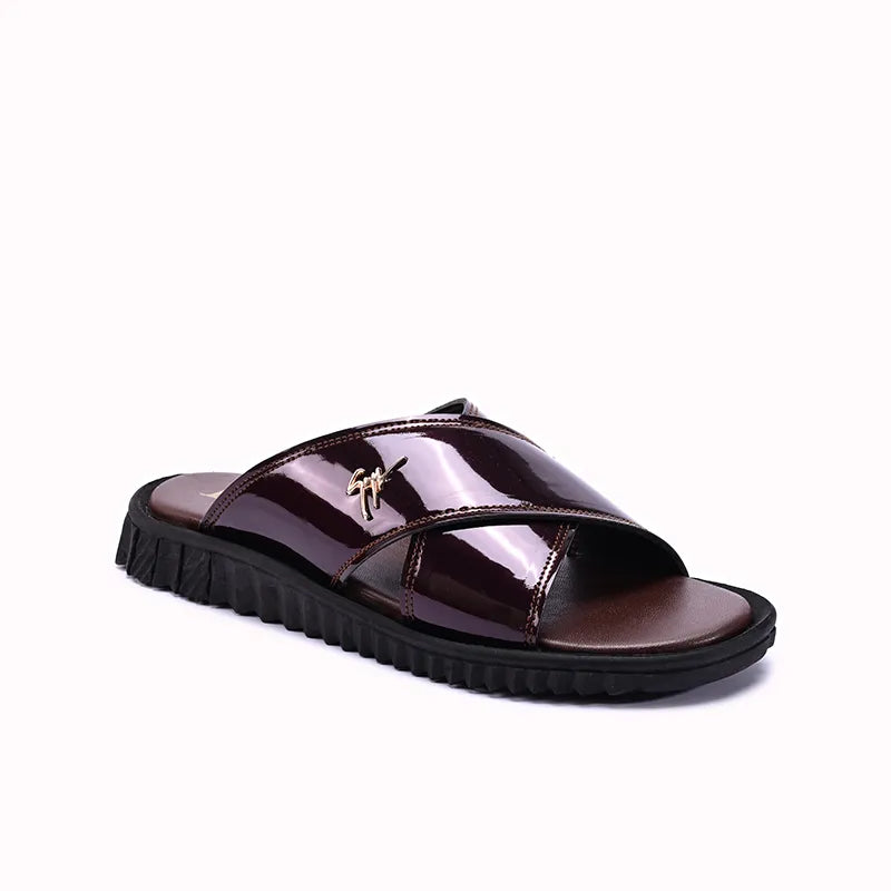 Maroon Glossy Casual Slippers 0150996