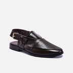 Brown Textured Peshawari Chappal 0141108