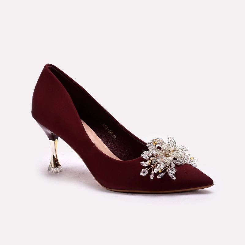 Fancy Court Shoes Maroon 0450161