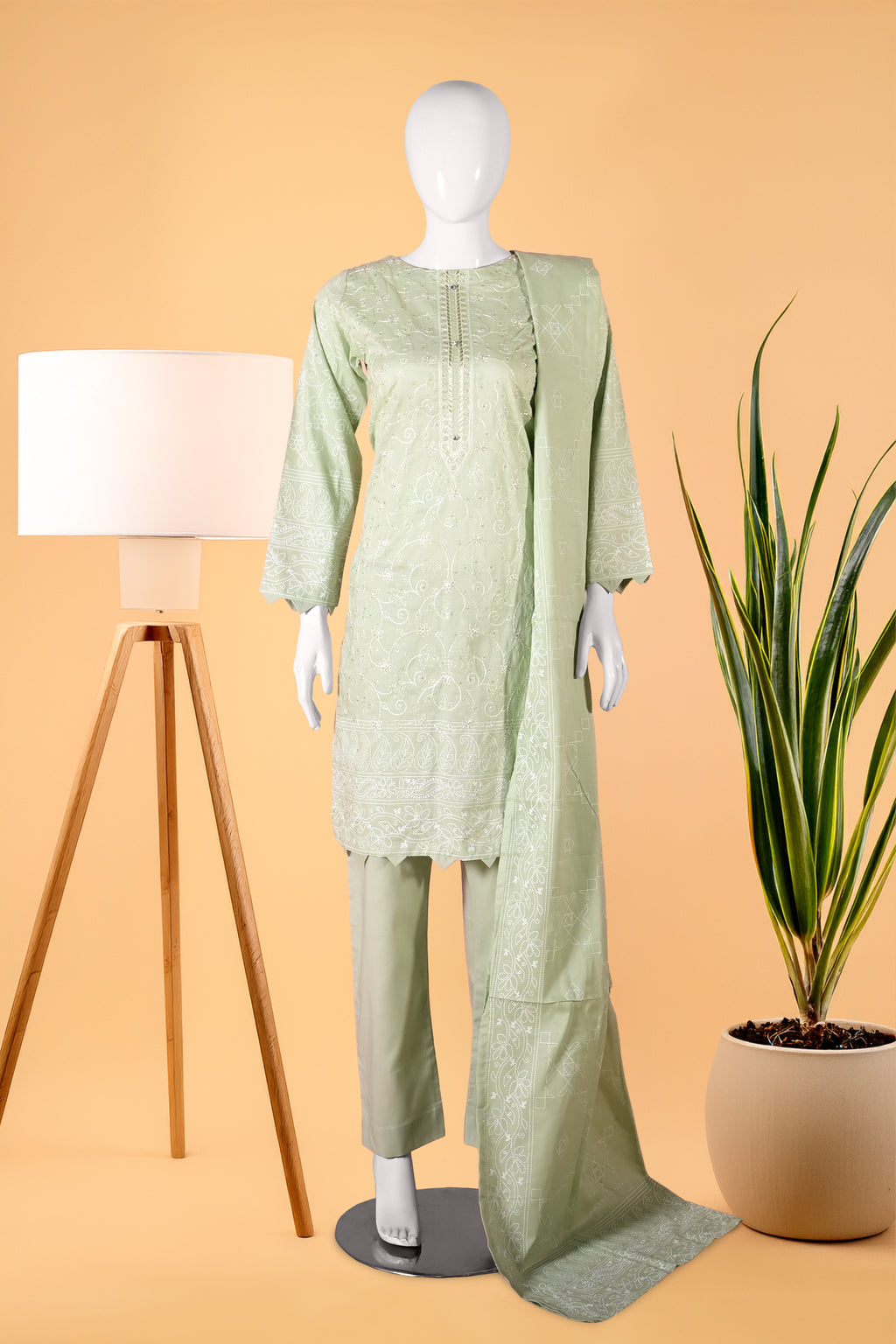 Celadon Grace 3 Piece Stitched Cotton Suit  15D0142