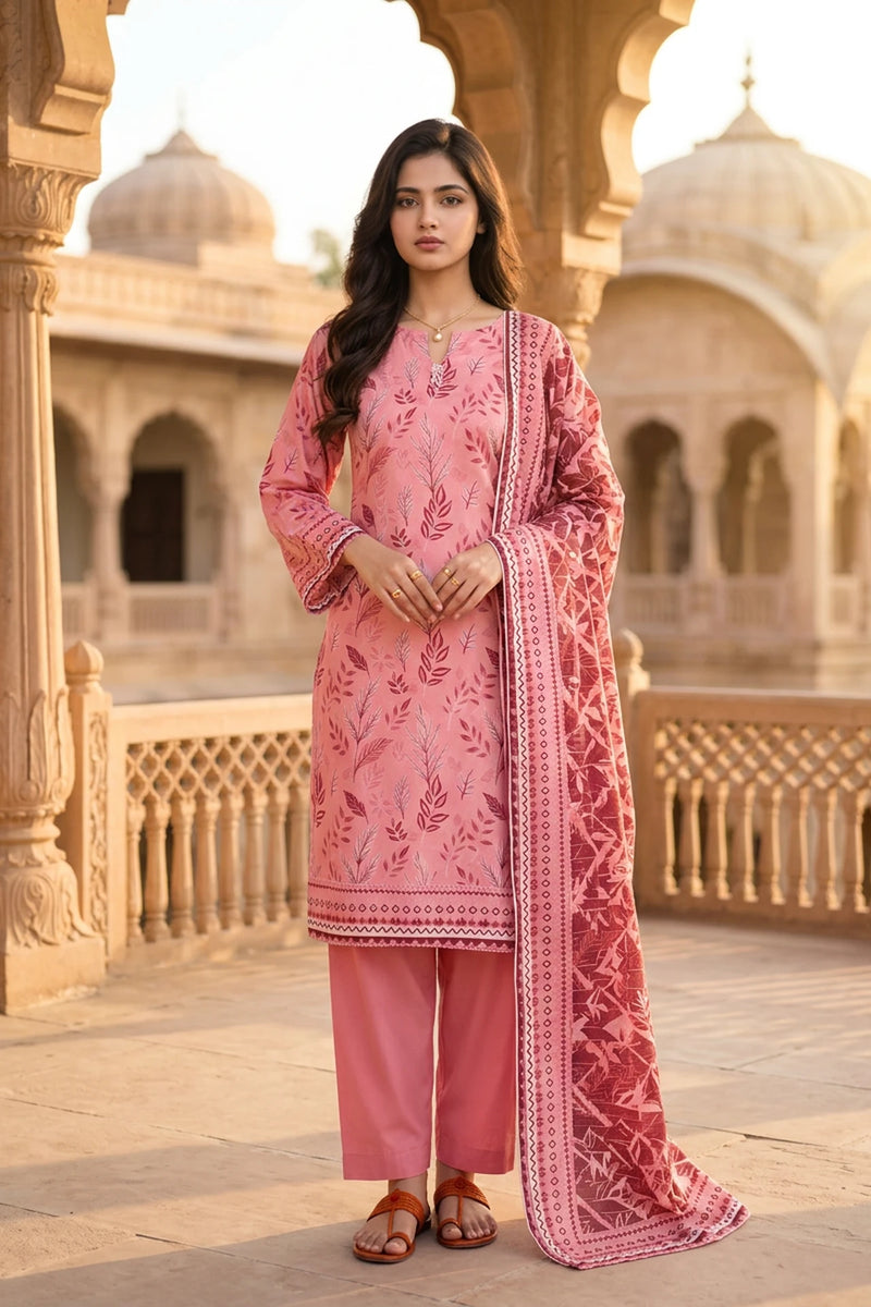 Virelle Rose – 3 Piece Stitched Viscose Linen Suit 1512308