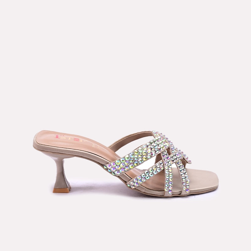 Gold Pointed Heel Slippers 0412718