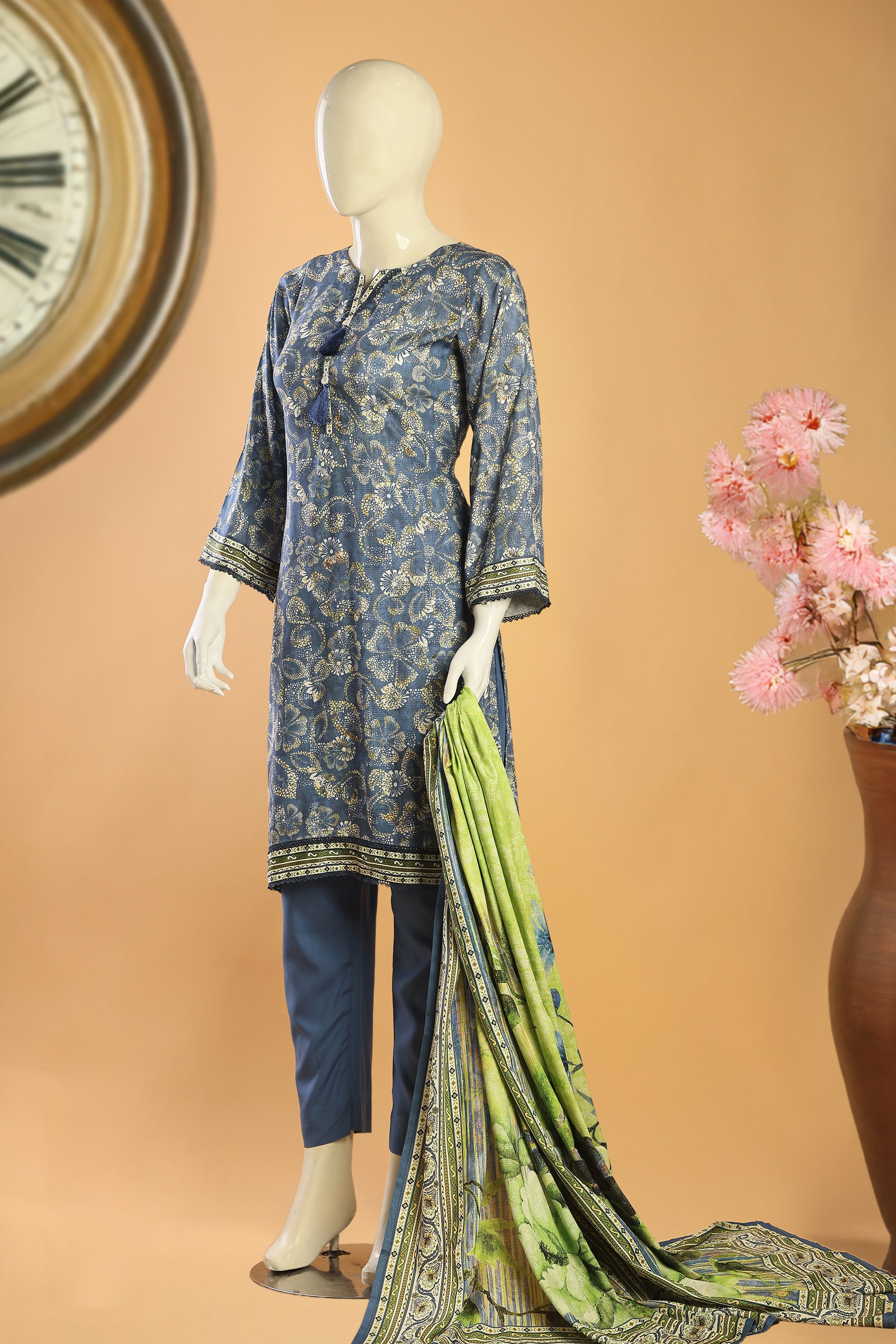 Sapphire Bloom - 3 Piece Stitched Lawn Suit 15R1115