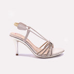 Gold Pointed Heel Fancy Sandals 0421516