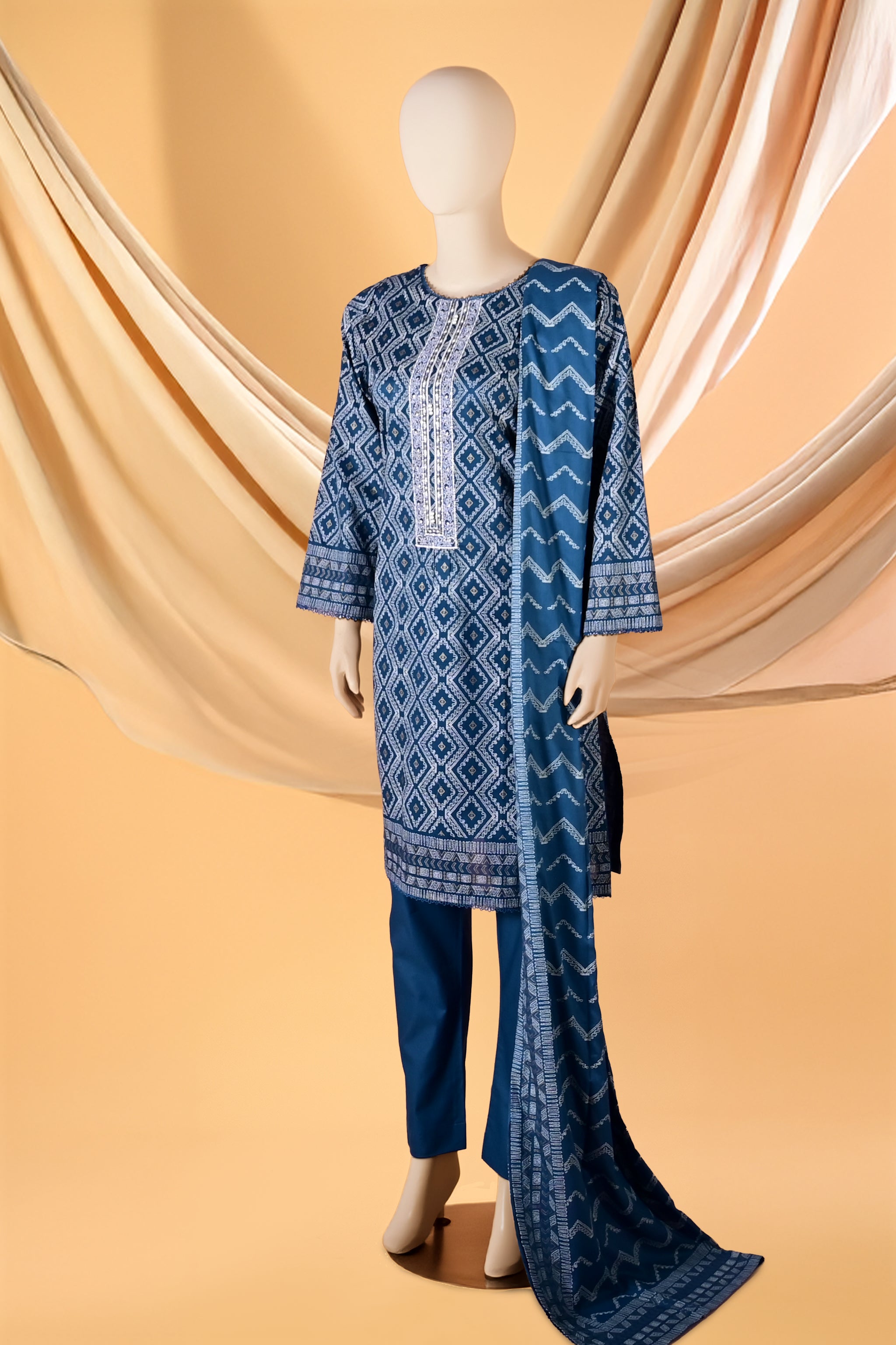 Noctelle – 3 Piece Lawn Stitched Suit 15D1063