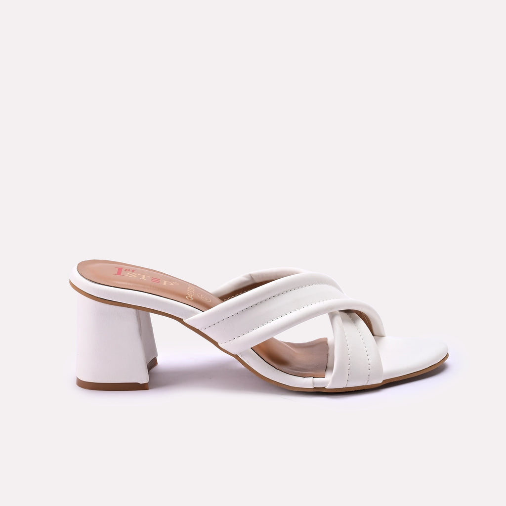 White Casual Heel Slippers 0413390