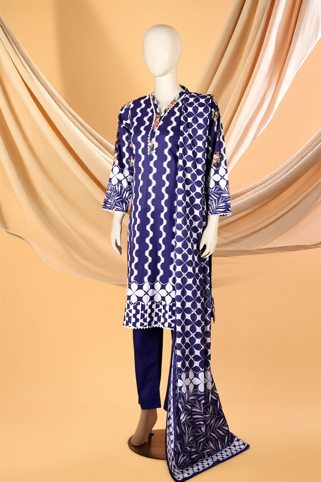 Celeste Blue – 3 Piece Lawn Stitched Suit 15D0153