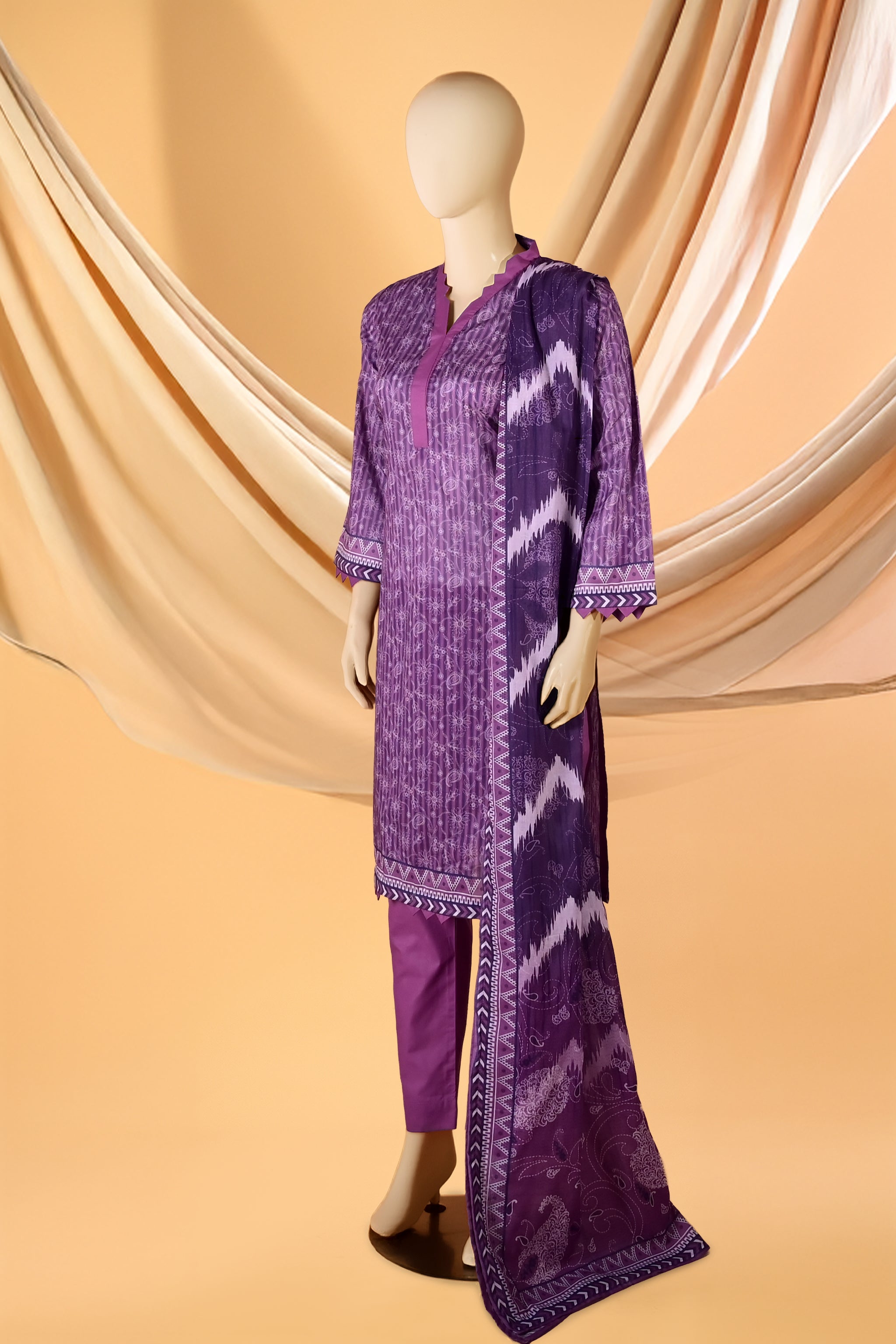 Aurelia Purple – 3 Piece Lawn Stitched Suit 15D0152