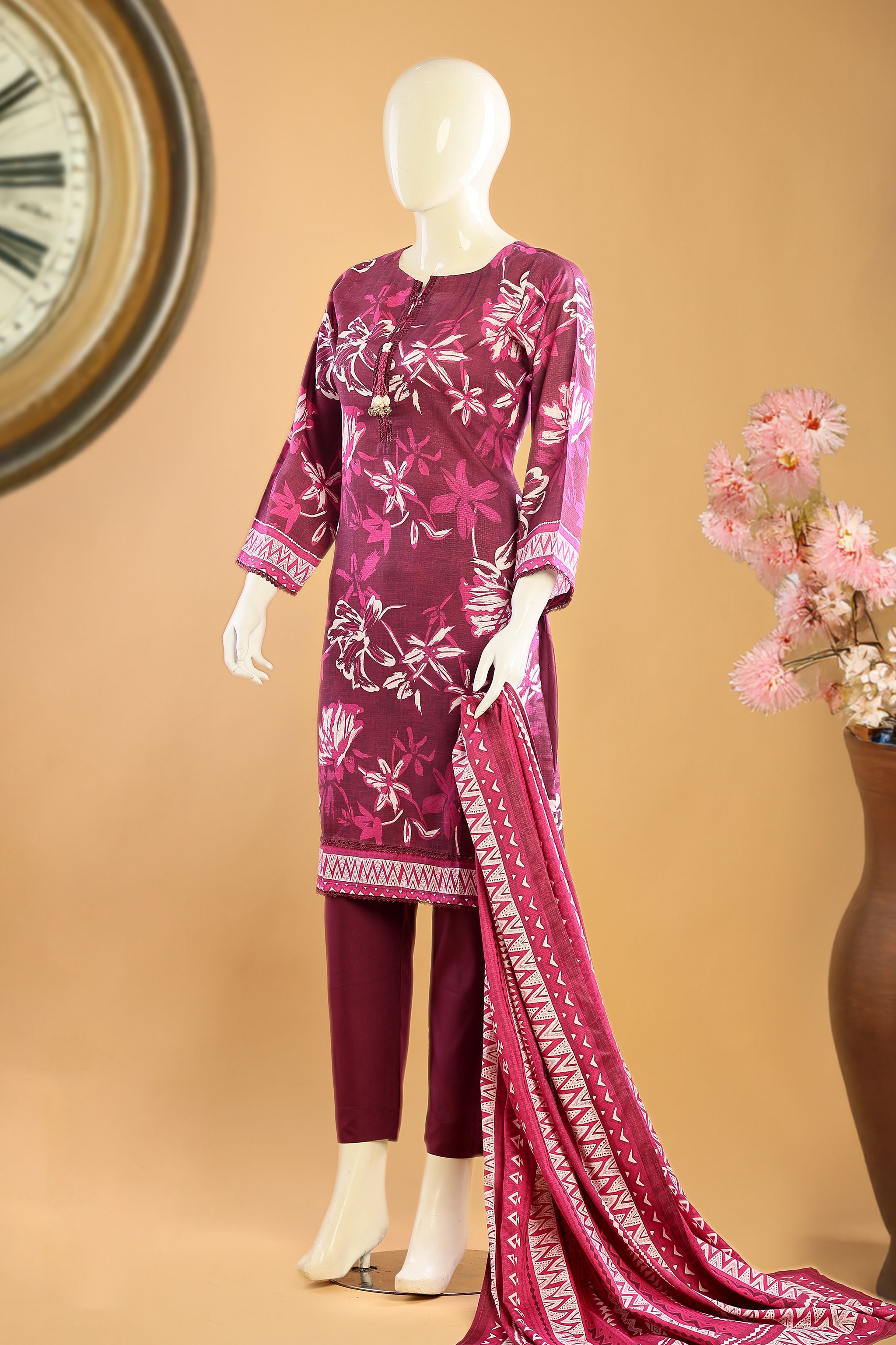 Veloura - 3 Piece Stitched Lawn Suit 15R1122