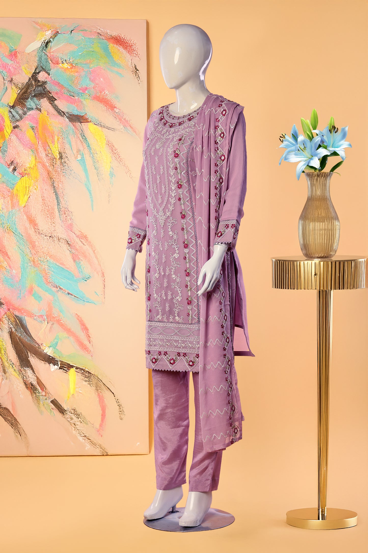 Rosvina - 3 Piece Stitched Lawn Suit 15E1001