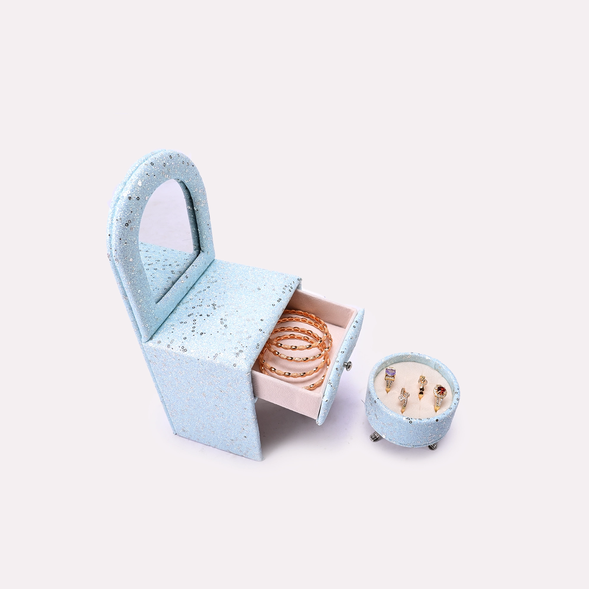 Sea Green Glitter Dressing Table Jewellery Box 0835238