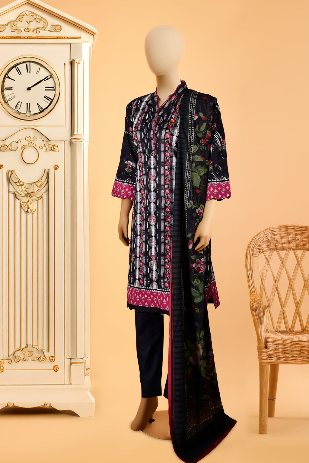 Urban Blossom - 3 Piece Stitched Lawn Suit  15D0148