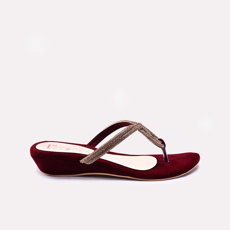 Maroon Womens Fancy Slippers 0413075