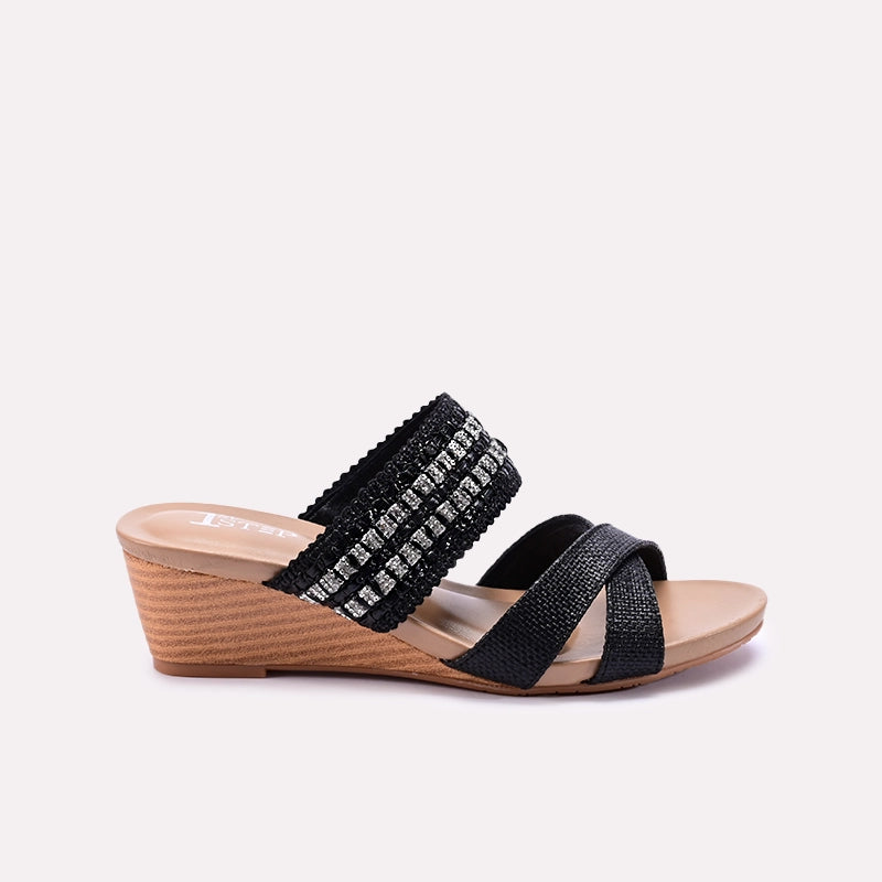 Black Fancy Heel Slippers 0413228