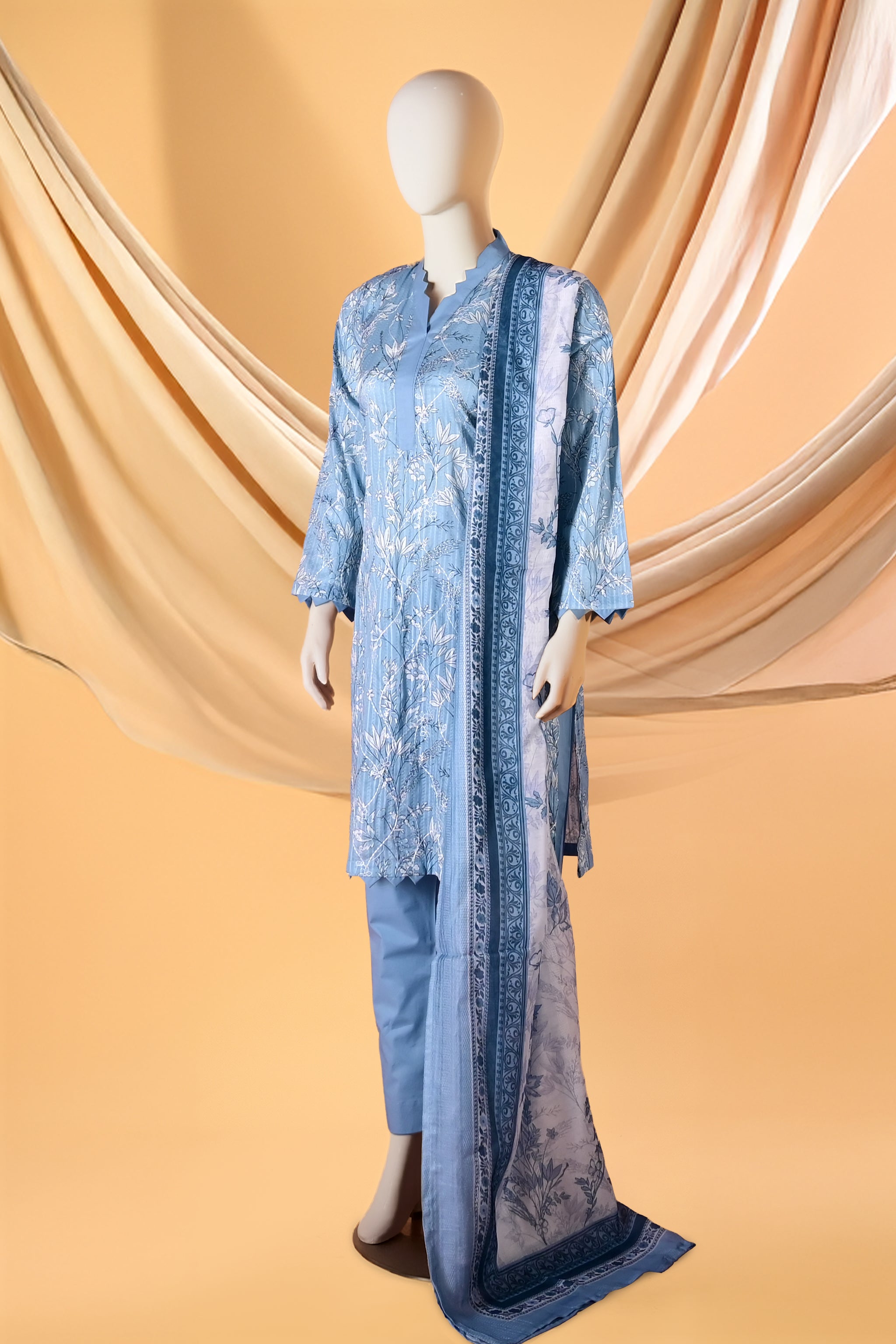 Blue Serenity– 3 Piece Lawn Stitched Suit 15D0162